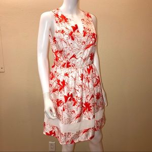 Rhyme Los Angeles Floral Sleeveless Dress Size Medium Red White Pockets Cottage